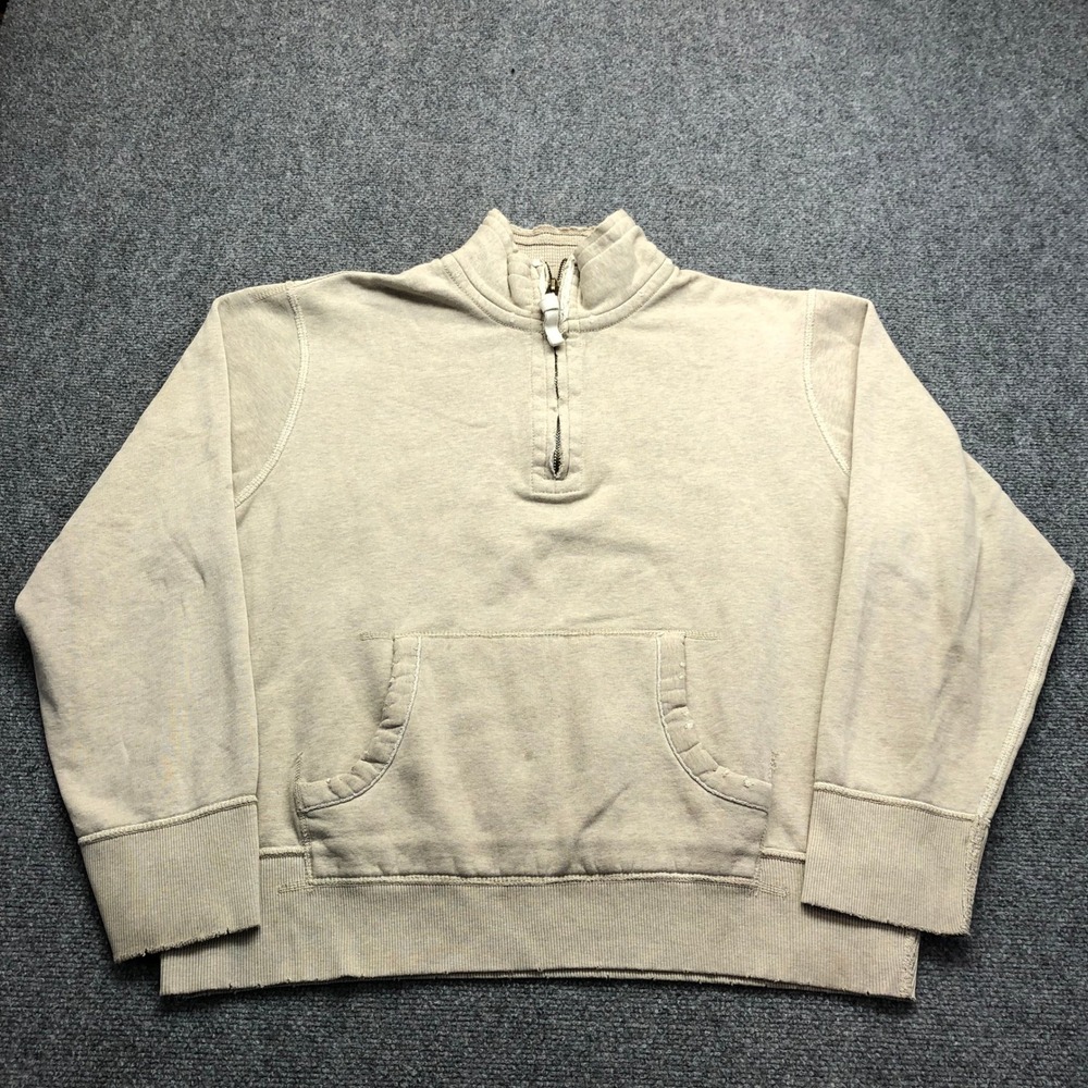 American Eagle Outfitters Mens XL Quarter Zip Sweatshirt Tan Pullover Eagle Logo